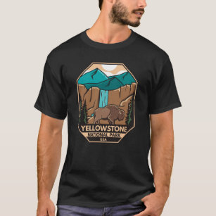 Yellowstone National Park Minimal Bison Retro T Shirt