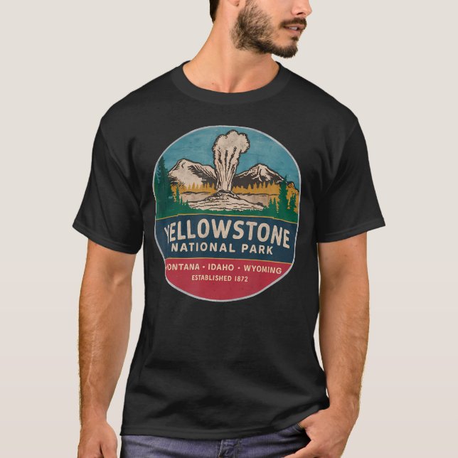 Yellowstone National Park Mountain 80S Utomhus T Shirt (Framsida)
