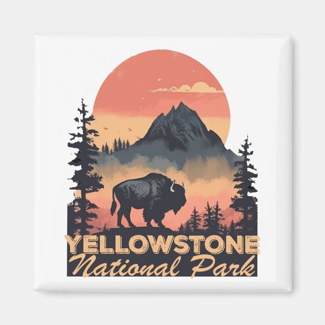 Yellowstone National Park Mountain Travel Magnet (Framsidan)