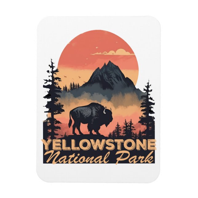 Yellowstone National Park Mountain Travel Photo Magnet (Vertikal)