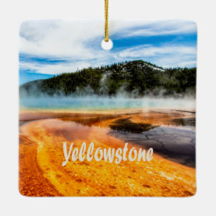 Yellowstone National Park Mountains Nature Animals Julgransprydnad Keramik