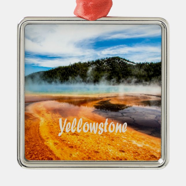 Yellowstone National Park Mountains Nature Animals Julgransprydnad Metall (Framsidan)