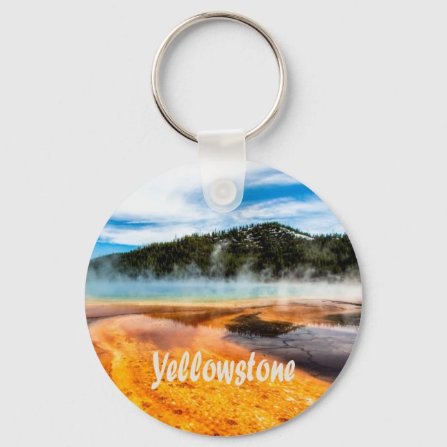 Yellowstone National Park Mountains Nature Animals Nyckelring (Framsida)