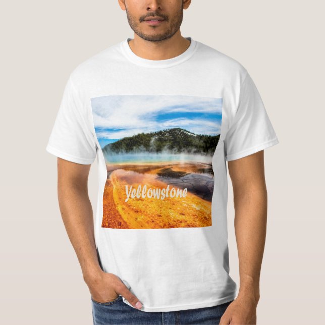Yellowstone National Park Mountains Nature Animals T Shirt (Framsida)