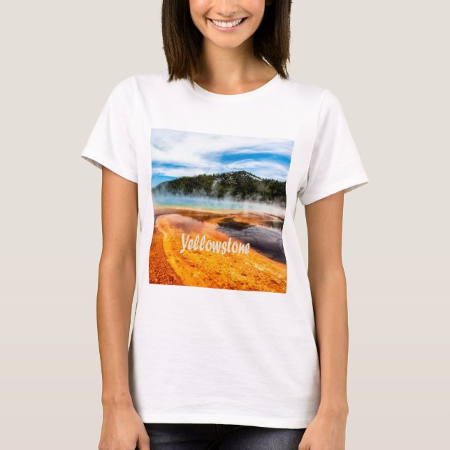 Yellowstone National Park Mountains Nature Animals T Shirt (Framsida)