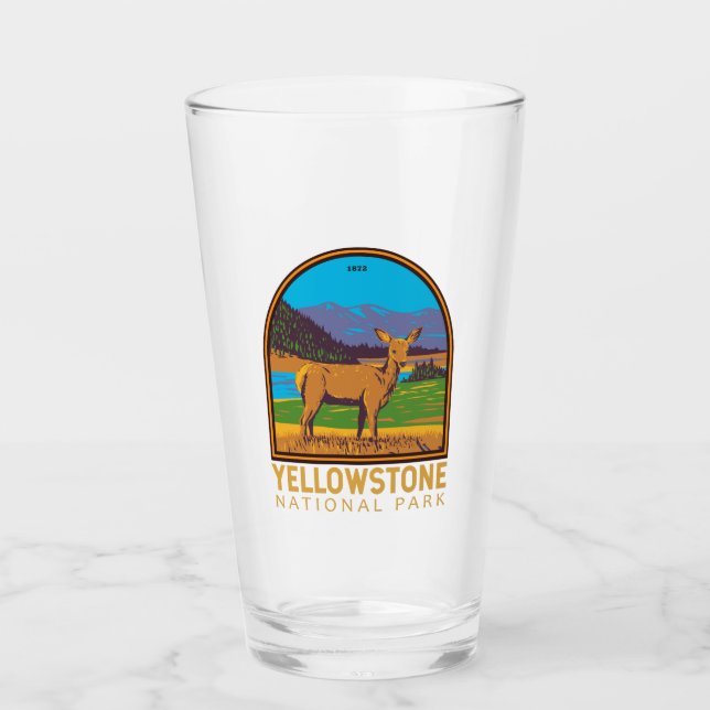 Yellowstone National Park Mule Hjort Vintage Glaskopp (Framsida)