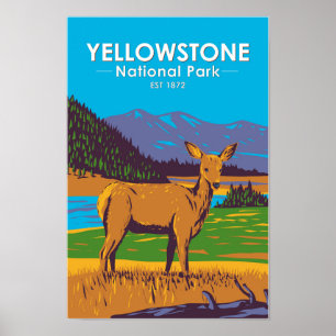 Yellowstone National Park Mule Hjort Vintage Poster