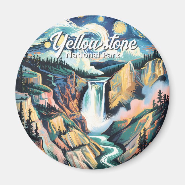 Yellowstone National Park Nedre Fall Livfull Magnet (Framsidan)