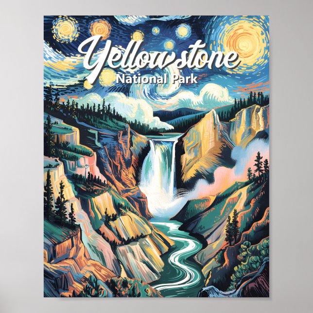 Yellowstone National Park Nedre Fall Vibrerande Poster (Framsidan)