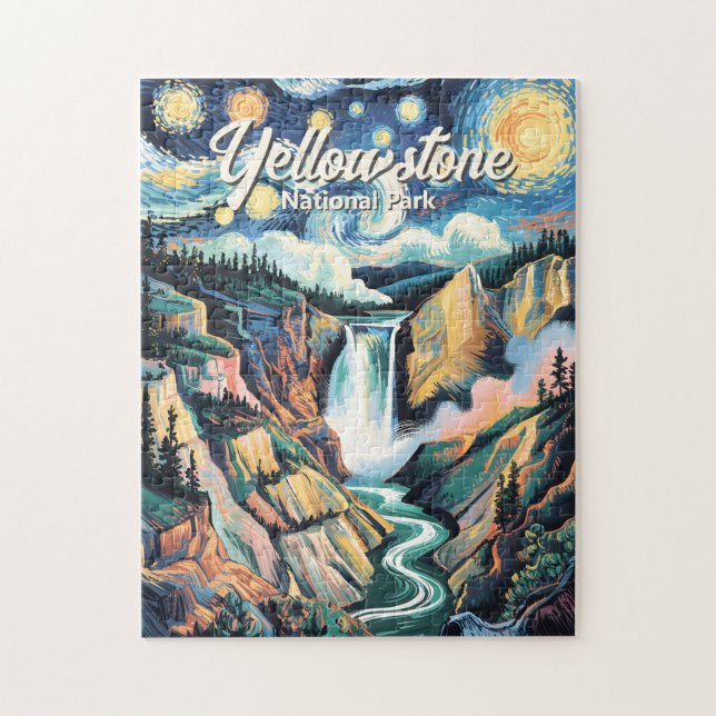 Yellowstone National Park Nedre Fallen Vibrerar Pussel (Vertikal)