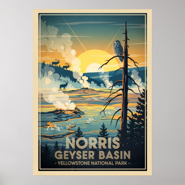 Yellowstone National Park - Norris Geyser Basin Poster (Framsidan)