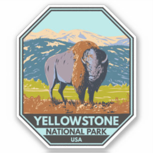 Yellowstone National Park North American Bison Klistermärken