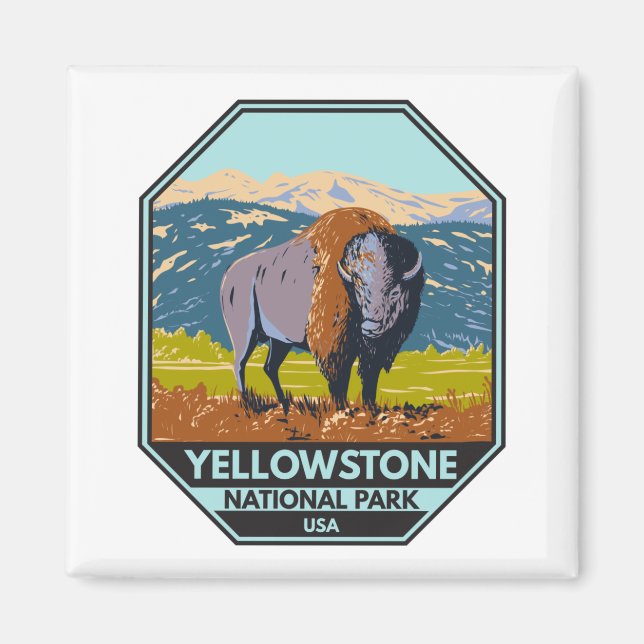 Yellowstone National Park North American Bison Magnet (Framsidan)