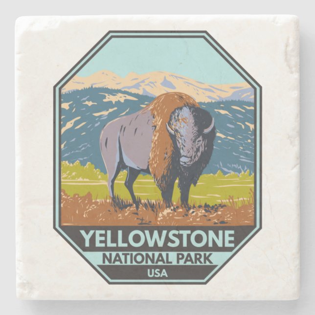 Yellowstone National Park North American Bison Stenunderlägg (Framsidan)