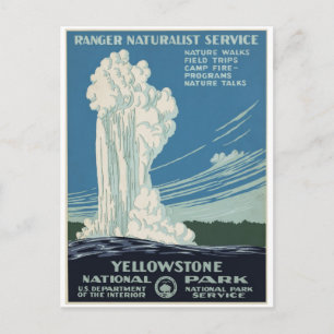 Yellowstone National Park Old Faithful 1938 Vykort