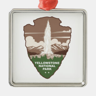 Yellowstone National Park Old Faithful pilspets Julgransprydnad Metall