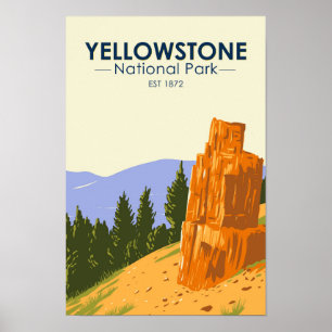 Yellowstone National Park Petrified Träd Vintage Poster