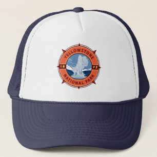 Yellowstone National Park Retro Compass Emblem Keps
