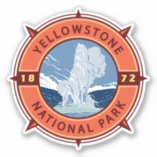 Yellowstone National Park Retro Compass Emblem Klistermärken