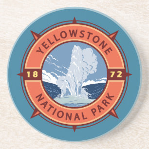 Yellowstone National Park Retro Compass Emblem Underlägg