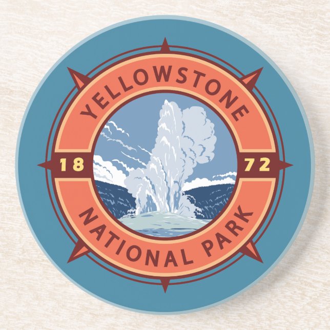 Yellowstone National Park Retro Compass Emblem Underlägg (Framsidan)