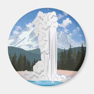 Yellowstone National Park Retro Old Faithful Magnet