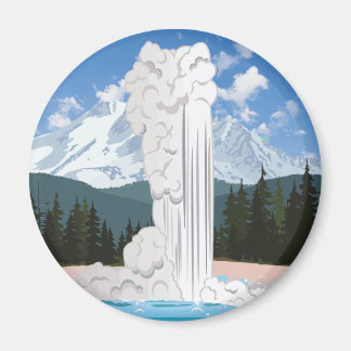 Yellowstone National Park Retro Old Faithful Magnet