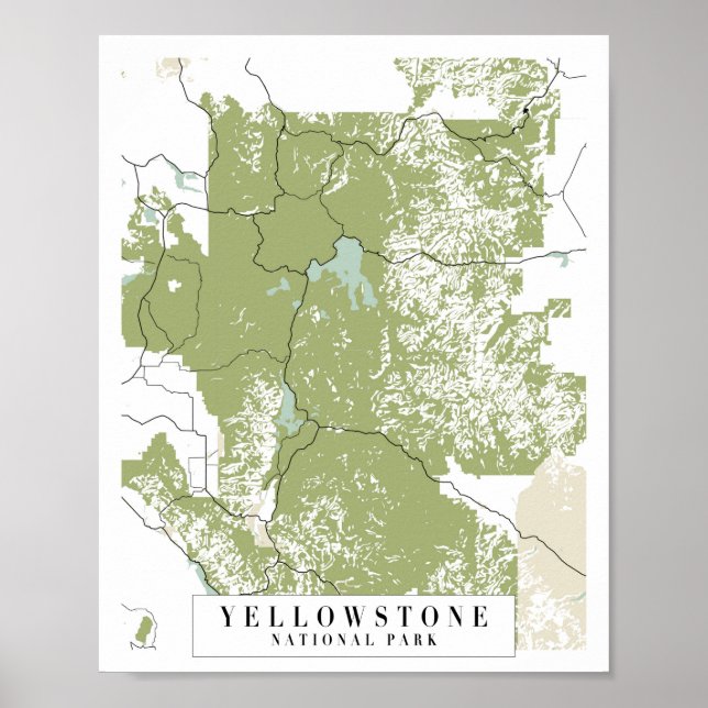 Yellowstone National Park Retro Street Karta Poster (Framsidan)