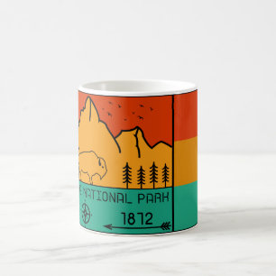 Yellowstone National Park Retro Wyoming USA Bison Kaffemugg