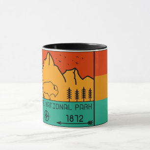 Yellowstone National Park Retro Wyoming USA Bison Mugg