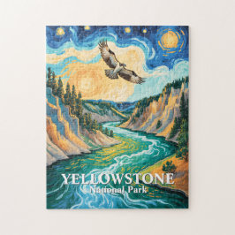 Yellowstone National Park River Colorful Bird Art Pussel