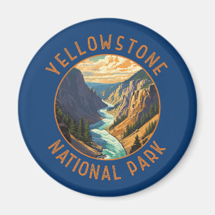 Yellowstone National Park River Distress Circle Magnet