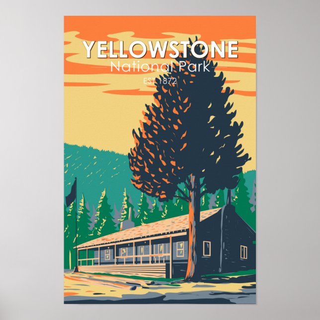 Yellowstone National Park Roosevelt Lodge Stugor  Poster (Framsidan)