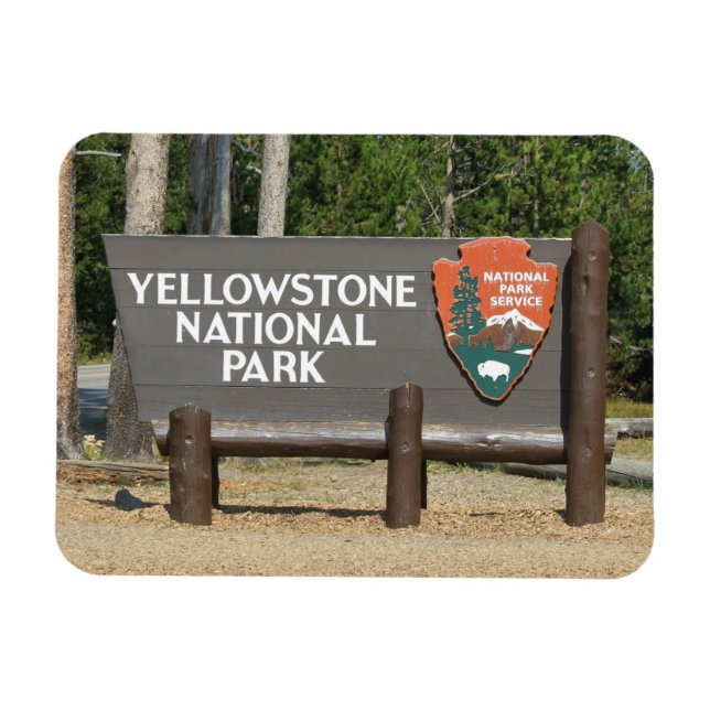 Yellowstone National Park, Sign, Wyoming, USA Magnet (Horisontell)