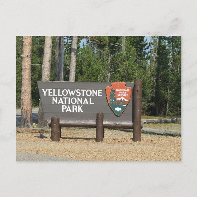 Yellowstone National Park, Sign, Wyoming, USA Vykort (Framsida)