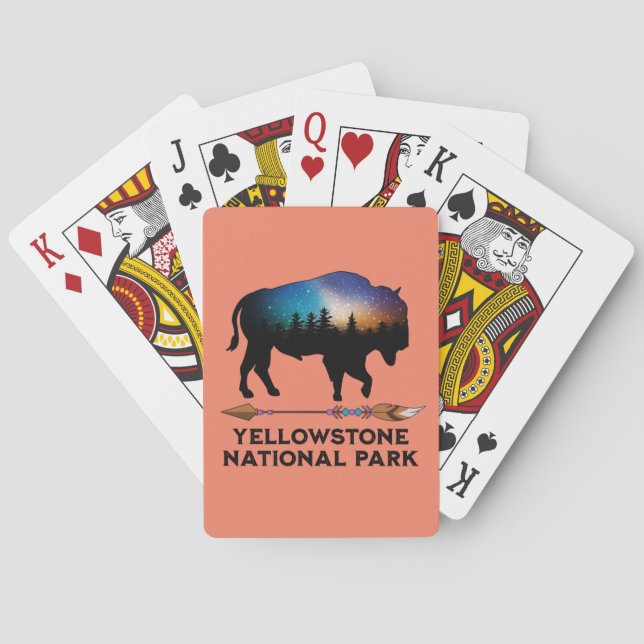 YELLOWSTONE NATIONAL PARK STARRY NIGHT BISON CASINOKORT (Baksidan)