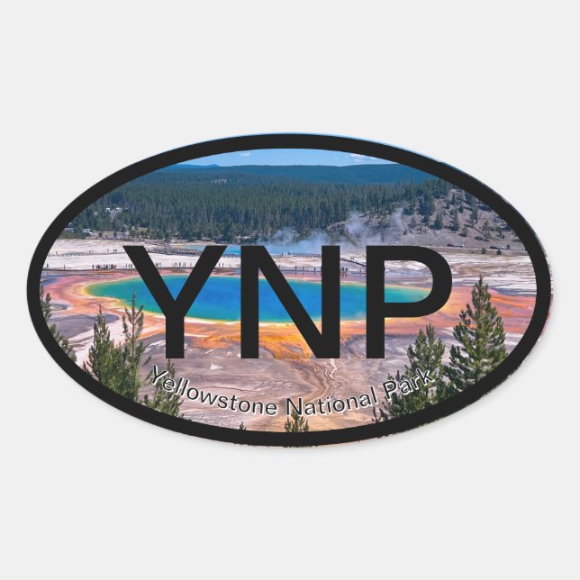 Yellowstone National Park Sticker Ovalt Klistermärke (Framsida)