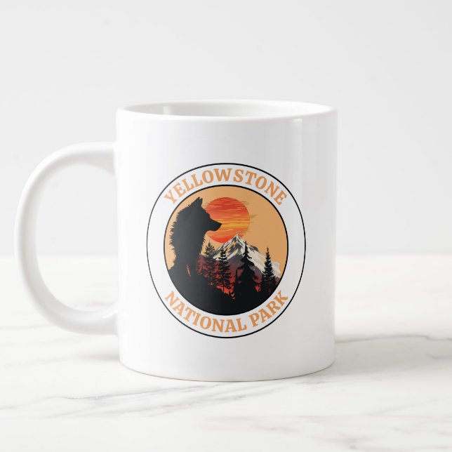 Yellowstone National Park, Sunset Varg Art, Circle Jumbo Mugg (Vänster)