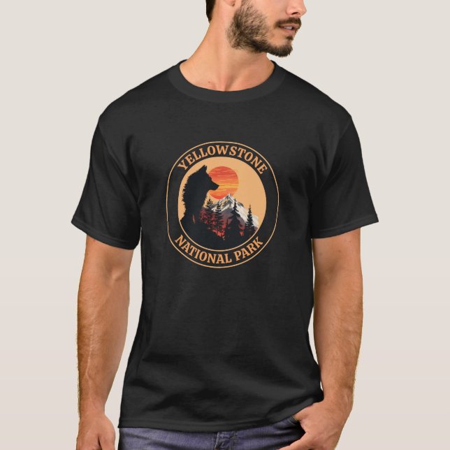 Yellowstone National Park, Sunset Varg Art, Circle T Shirt (Framsida)
