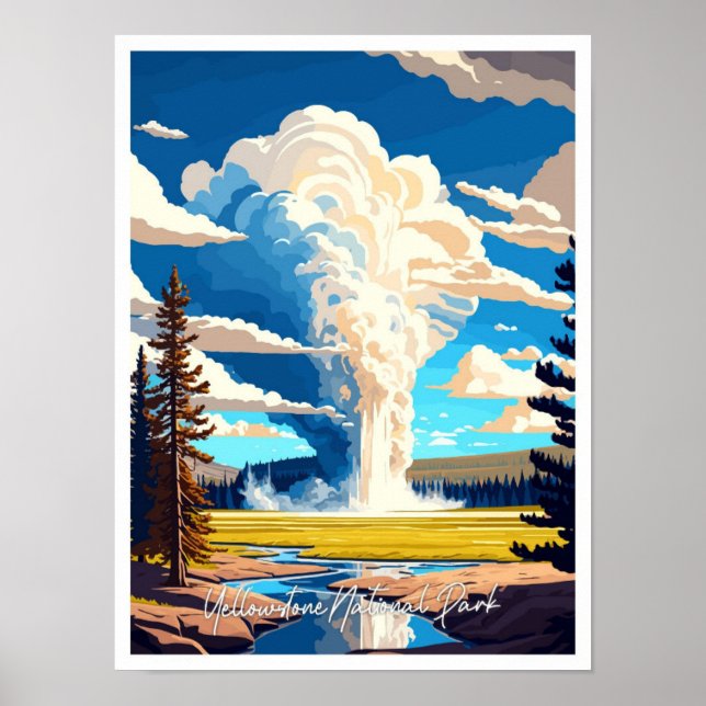 Yellowstone National Park Travel-illustration Poster (Framsidan)