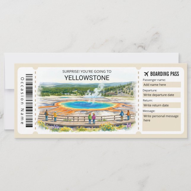 Yellowstone National Park Trip Boarding Pass Inbjudningar (Framsida)