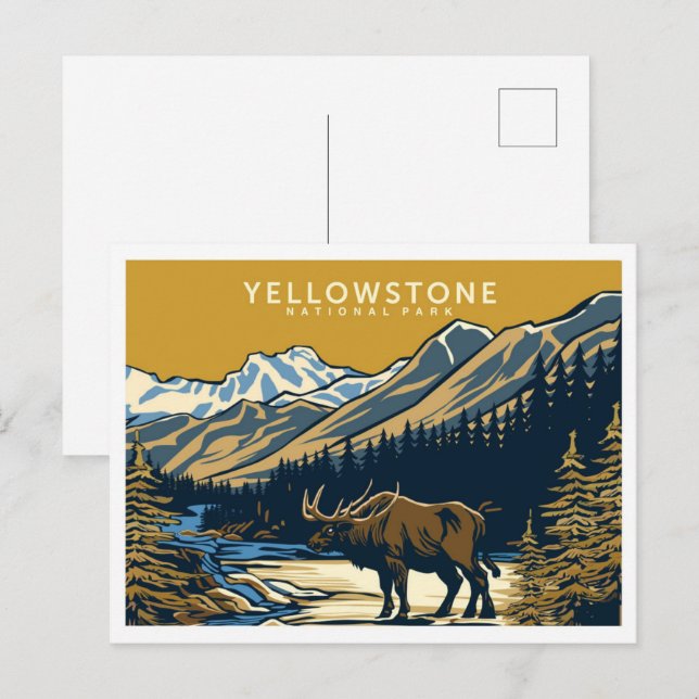 Yellowstone National Park United Stater Travel Vykort (Fram/baksida)