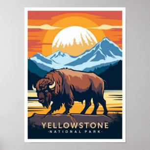 Yellowstone National Park USA Reseskiss Illustrati Poster