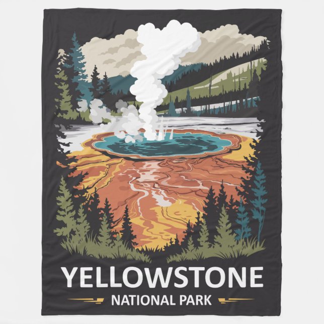Yellowstone National Park Varm Källa Fleecefilt (Framsidan)
