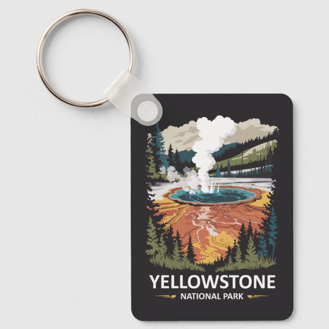 Yellowstone National Park Varm Källa  Nyckelring (Framsida)