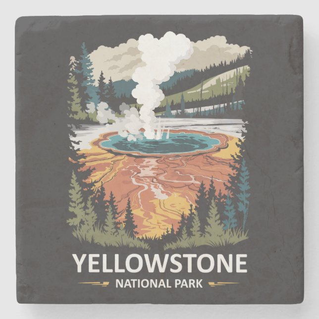Yellowstone National Park Varm Källa Stenunderlägg (Framsidan)