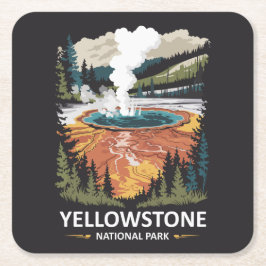 Yellowstone National Park Varm Källa Underlägg Papper Kvadrat
