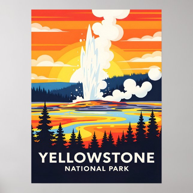 Yellowstone National Park – Vibrant Geyser Poster (Framsidan)