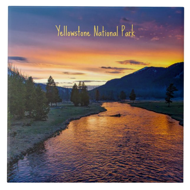Yellowstone National Park vid Sunset  Kakelplatta (Framsidan)