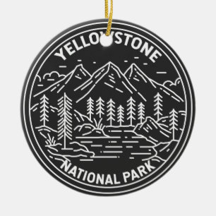 Yellowstone National Park Vintage Monoline Julgransprydnad Keramik